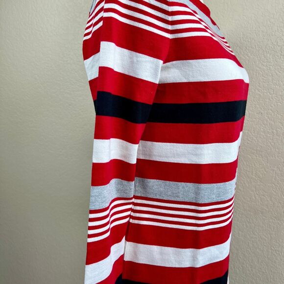 Talbots  Red long sleeve Tee  Aerial Stripe  knit top size Mp academia business - Picture 7 of 14
